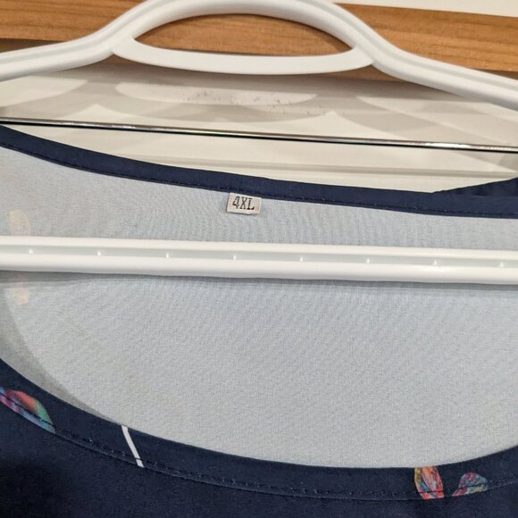 Unbranded Flower Print Top and Pants Set Navy Blue Size 4XL - Picture 3 of 7